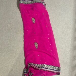 Beautiful pink sari blouse piece attached new